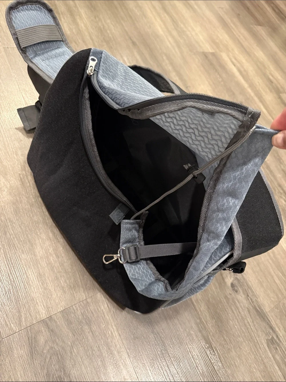 Gray and Black Crossbody Dog Carrier